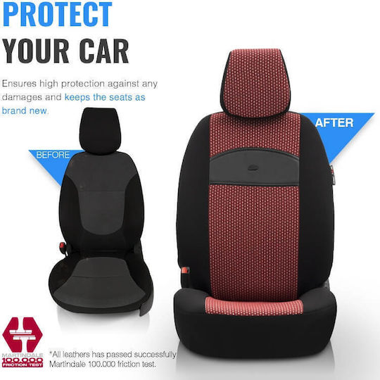 Otom Car Cover Set 11pcs Leatherette Black / Red