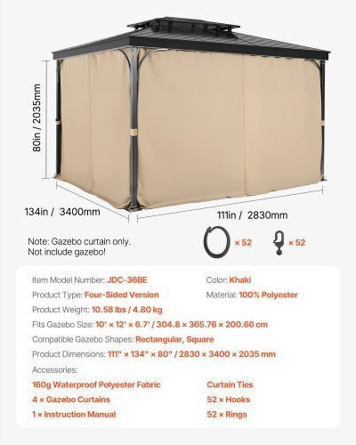 Vevor Replacement Khaki Curtain 284m
