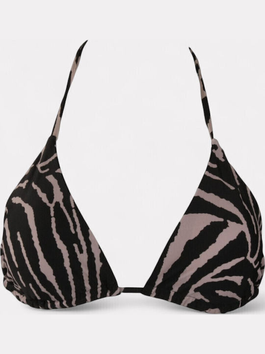 Set Bikini Dreieck mit Abnehmbarer Verstärkung Tierdruck Schwarz