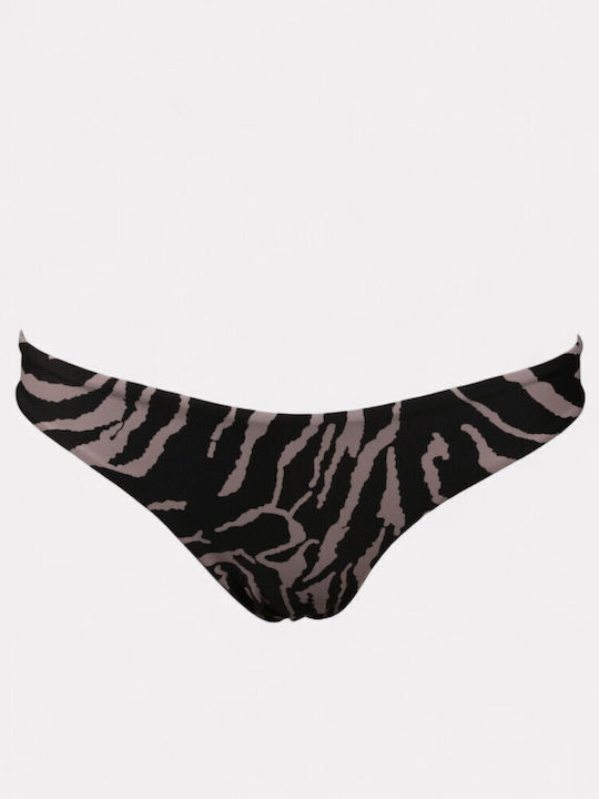Set Bikini Dreieck mit Abnehmbarer Verstärkung Tierdruck Schwarz