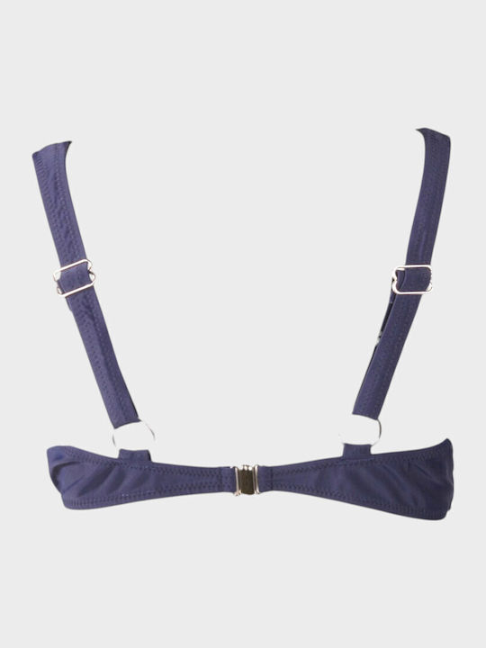 Set Bikini mit Abnehmbarer Verstärkung Hohe Taille Marineblau