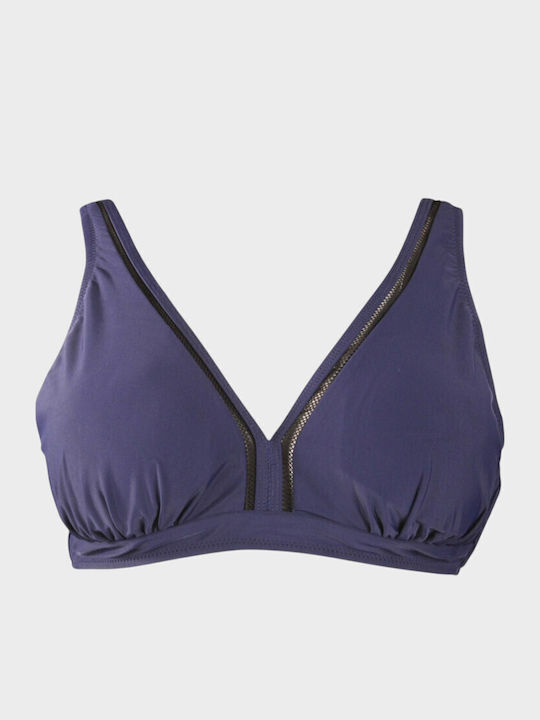Set Bikini mit Abnehmbarer Verstärkung Hohe Taille Marineblau