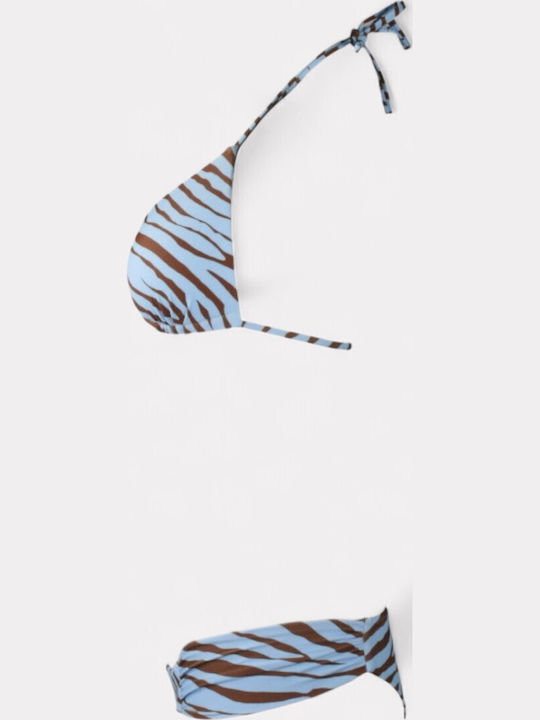 Set Bikini 3 Τεμαχίων Brazil Animal Print Γαλάζιο