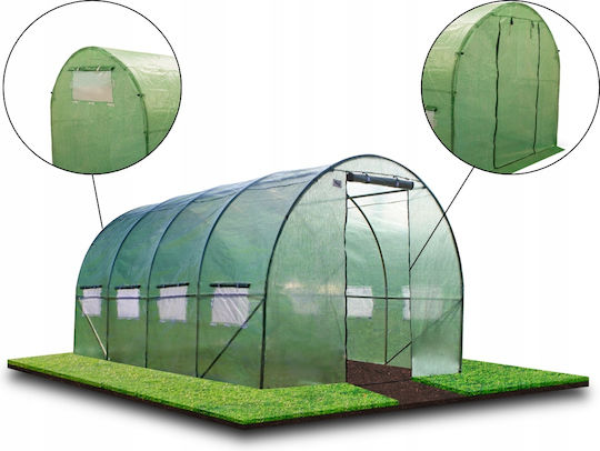 Seră Tunel Tip Ramă Metalică 300x600cm Verde 18 Mp