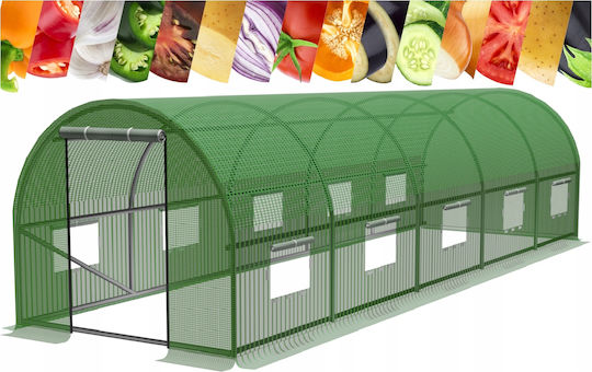 Garden Greenhouse Tunnel Type Metal Frame 300x800cm Green 24sqm