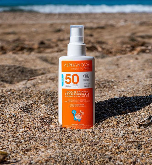 Alphanova Organic Sun SPF50 Αδιάβροχο Παιδικό Αντηλιακό Spray για Πρόσωπο & Σώμα 125ml