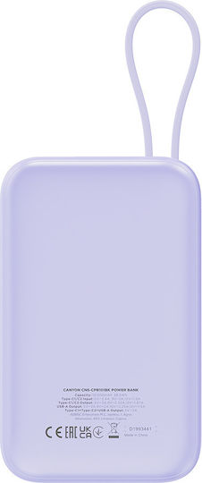 Canyon Power Bank 10000mAh 22.5W Power Delivery / Quick Charge 3.0 Μωβ