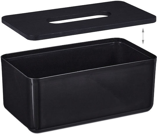Relaxdays Θήκη για Χαρτομάντηλα Πλαστική Μαύρη 10x23x13cm 10046932