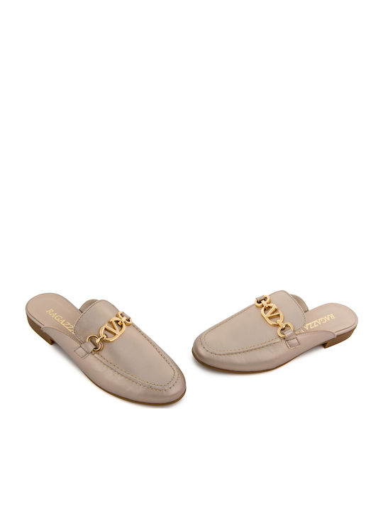 Leather Mules with Heel Sand
