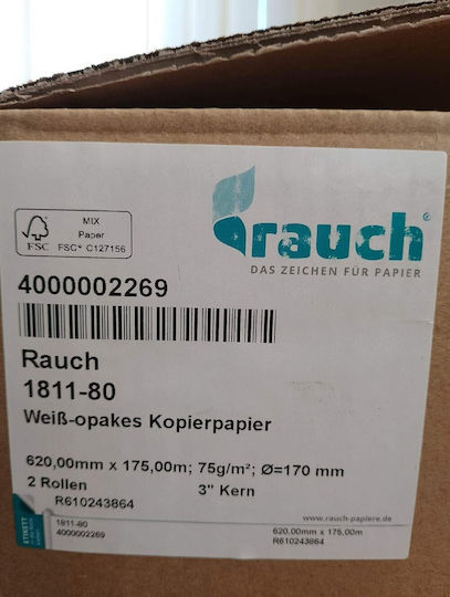 Premium Plotter Paper Roll 620mm x 175m 75gr/m² (2pcs) 1811/80