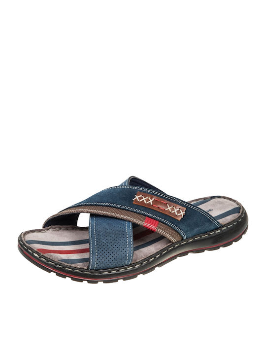 Leder Herrensandalen in Blau Farbe