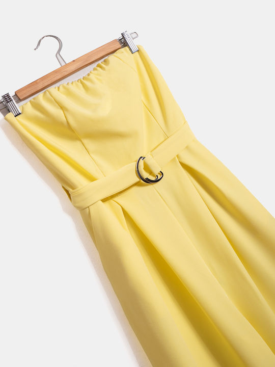 One-piece Jumpsuit Strapless Belt Yellow Yellow