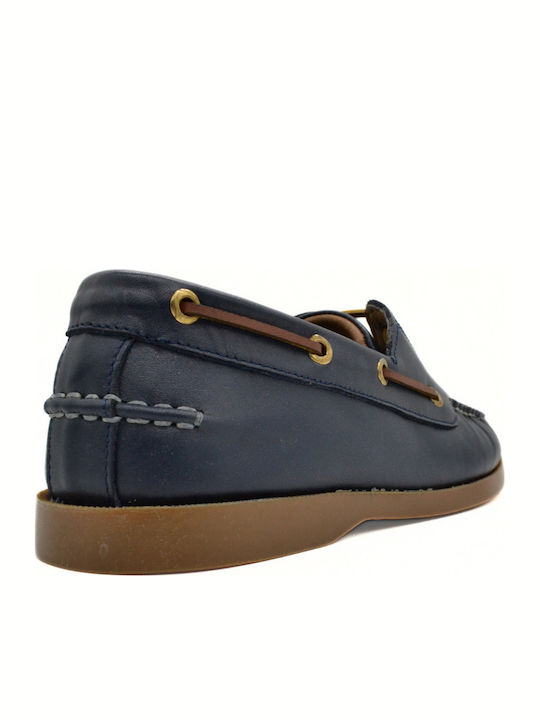 Men's Leather Boat Shoes Blue