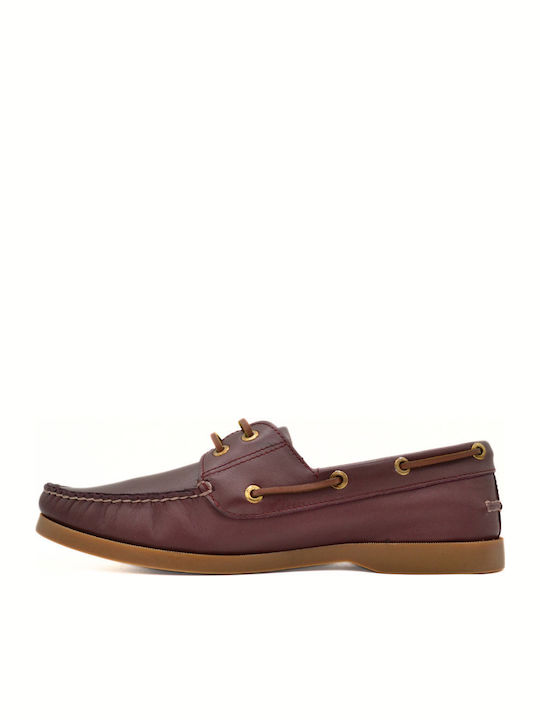 Men's Leather Boat Shoes Burgundy