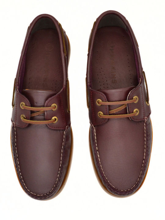 Men's Leather Boat Shoes Burgundy