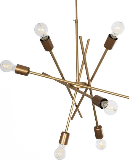 GloboStar Sunfy Lustră Bronz Rețea pentru 6 Becuri E27 60x70x60cm.