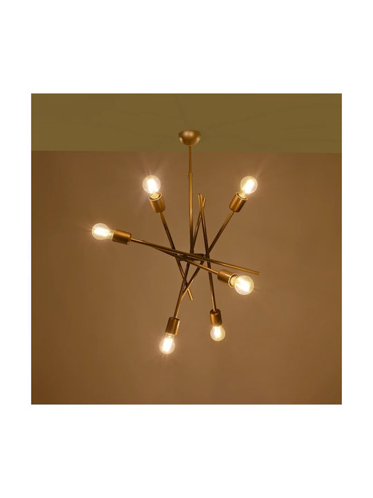GloboStar Sunfy Pendant Light Bronze Grid for 6 Bulbs E27 60x70x60cm