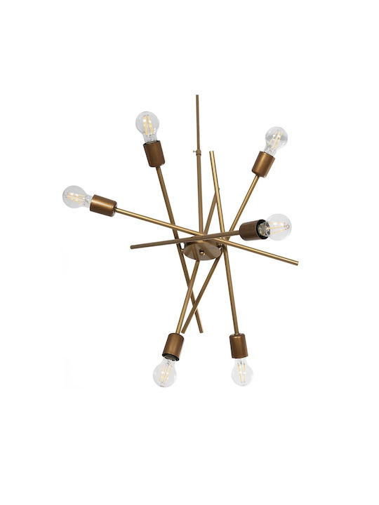 GloboStar Sunfy Pendant Light Bronze Grid for 6 Bulbs E27 60x70x60cm