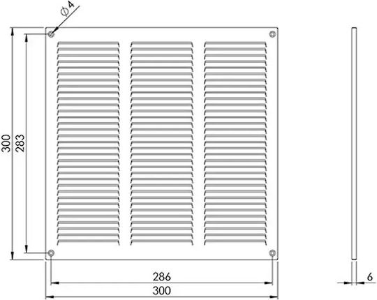 Europlast Vent Louver 30x30cm Square with Screen