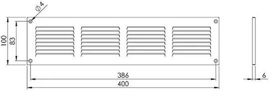 Europlast 101- Vent Louver 10x40cm Rectangular with Screen
