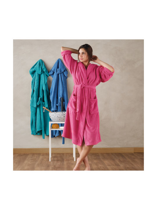Kentia Jump Bathrobe with Hood in Fuchsia Color 300gr/m²