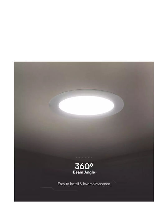 V-TAC Round Recessed LED Panel 6W with Natural White Light 4000K