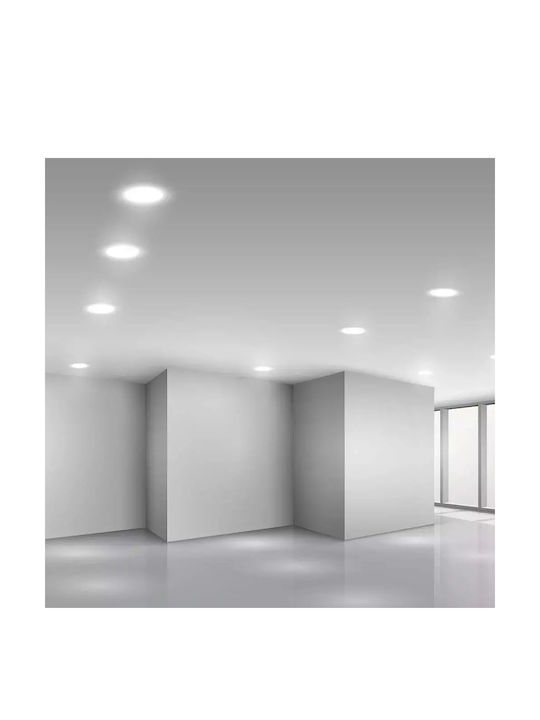 V-TAC Στρογγυλό Χωνευτό LED Panel 24W με Ψυχρό Λευκό Φως 6500K 29εκ.