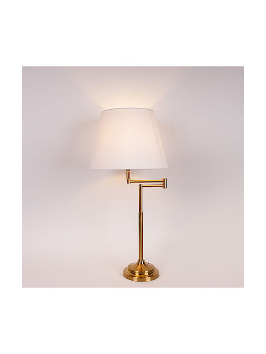 Metal Table Lamp with White Shade and Gold Base