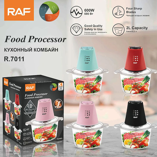 Raf R-7011R Πολυκόπτης Multi 600W με Δοχείο 2lt Κόκκινος