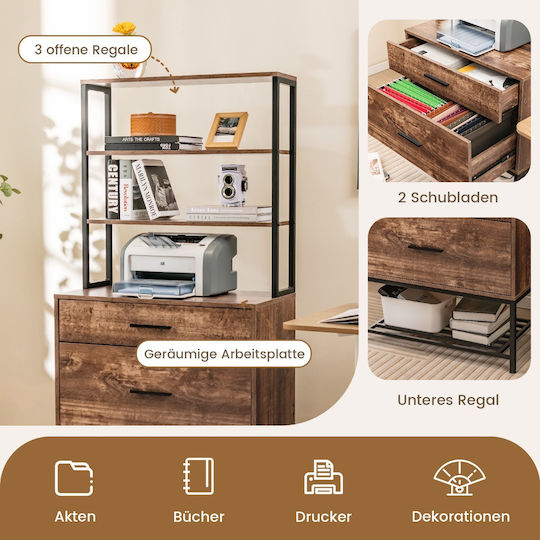 Cabinet De Birou Din MDF Și Metal Stil Industrial 75x40x156cm