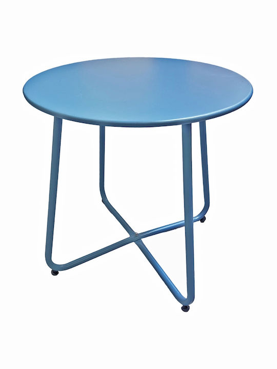 Auxiliary Outdoor Free Standing Metal Table Blue 52x52x47cm