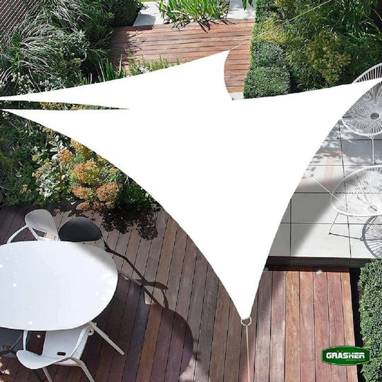 Grasher Ε220 Τρίγωνο Πανί Σκίασης Λευκό με Κρίκους 5x5m 180gr/m²