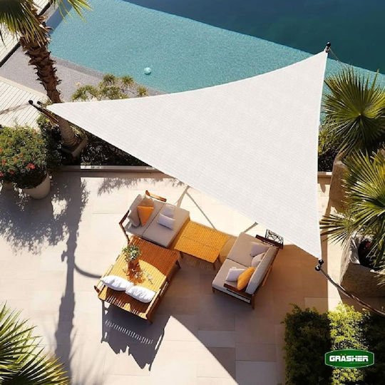 Grasher Ε220 Τρίγωνο Πανί Σκίασης Λευκό με Κρίκους 5x5m 180gr/m²