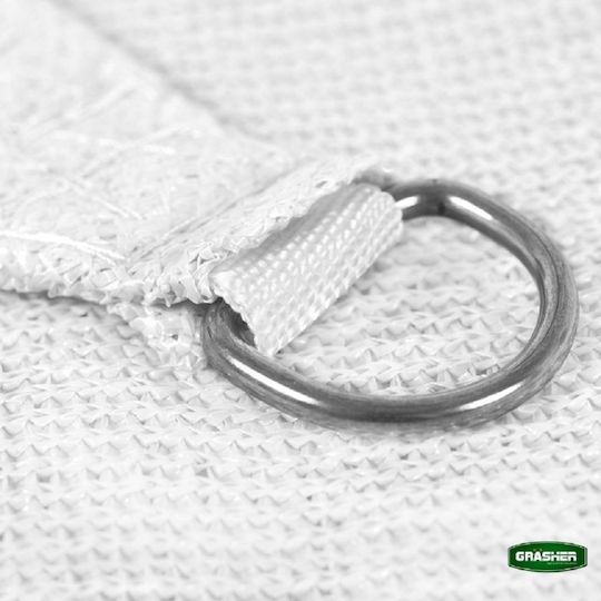 Grasher Ε220 Τρίγωνο Πανί Σκίασης Λευκό με Κρίκους 5x5m 180gr/m²