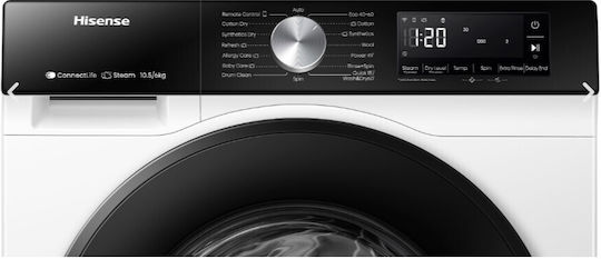 Hisense Mașină de spălat cu uscător 10.5kg/6kg Cu aburi 1400 Rotiri cu Wi-Fi
