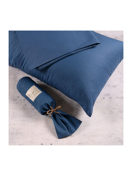 Melinen Sheet Sets Queen with Elastic 160x200+32cm. Urban Line Blue 4pcs