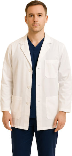 Unisex White Medical Jacket Cotton and Polyester