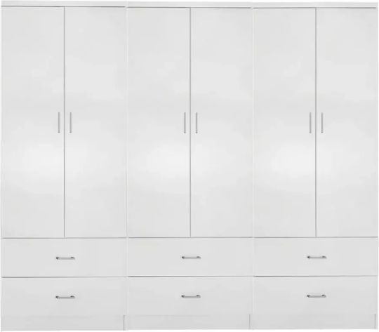 Sechs Türen Kleiderschrank Reina White 240x42x181cm