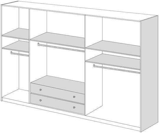 Premium Five Door Wardrobe with Loft Latte 252x60x233cm