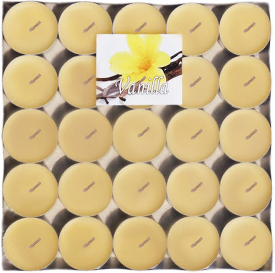 Tealights with Vanilla Scent in Beige Colour up to 4 Hours Duration 25 Pieces