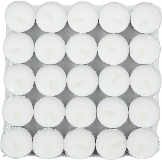 Sidirela Tealights In White Colour Up To 8 Hours Duration 25 Pieces E-2227
