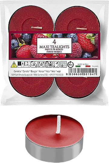 HOMie Aromatic Tealights In Red Colour Up To 10 Hours Duration 4 Pieces