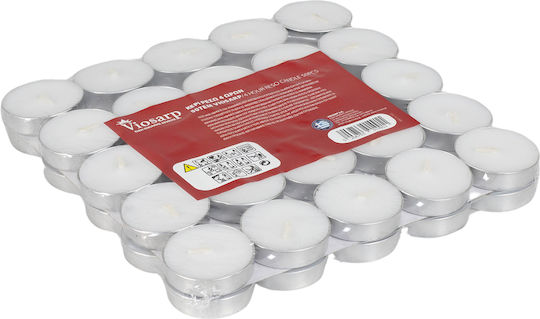 Viosarp Tealights in White Colour up to 4 Hours Duration 50 Pieces