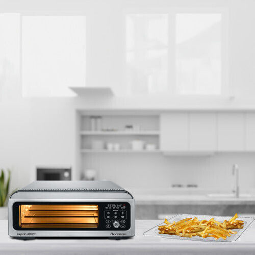 Rohnson Pizzabäcker 2000W mit Kapazität 18Es Silber