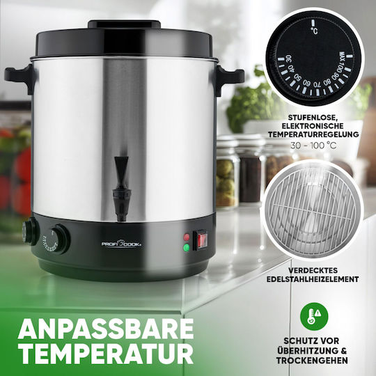 Profi Cook Уред за готвене на пара 2100W с Капацитет 1лт Сребрист