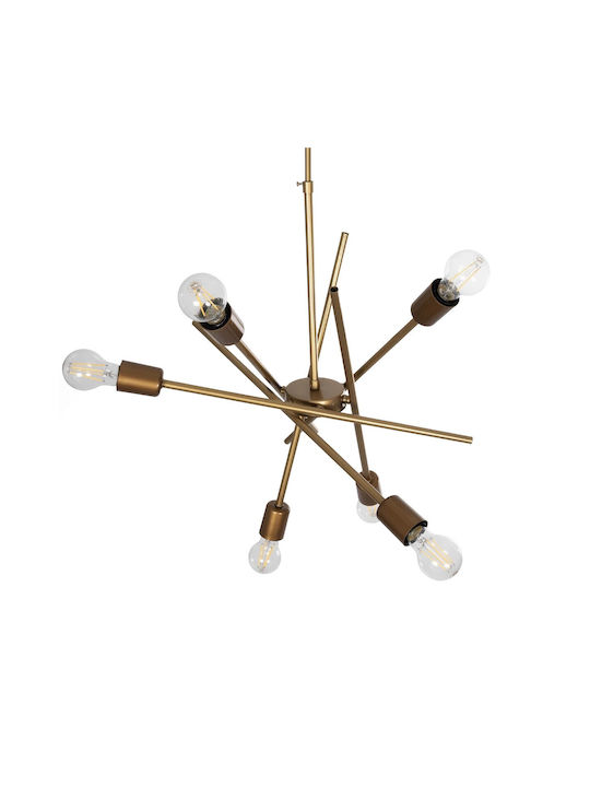 GloboStar Sunfy Pendant Light Bronze Grid for 6 Bulbs E27 60x70x60cm