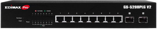 Edimax GS-5208PLG v2 Неуправляем Превключвател L2 PoE+ с 8 Порта Gigabit (1Gbps) Ethernet и 2 SFP Порта