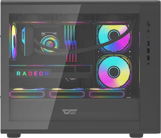 Darkflash DB460M Gaming Midi-Turm Computergehäuse mit Seitenfenster Schwarz