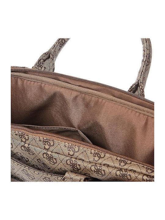 Guess Uptown Geantă De umăr / de mână pentru laptop 16" în culoarea Maro