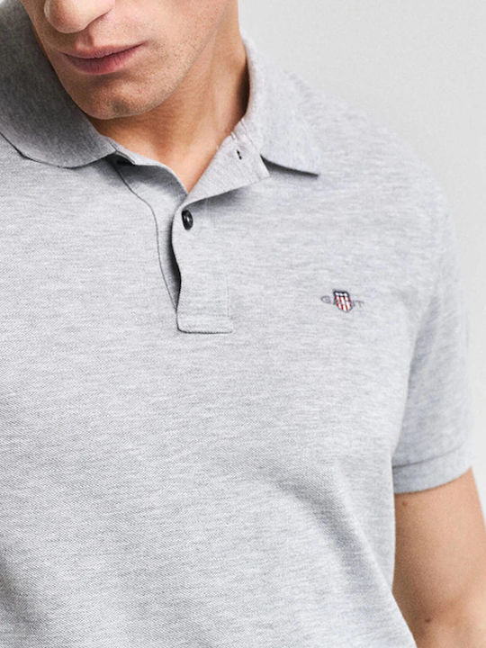 Shield Pique Polo Short Sleeve Blouse Grey Melange